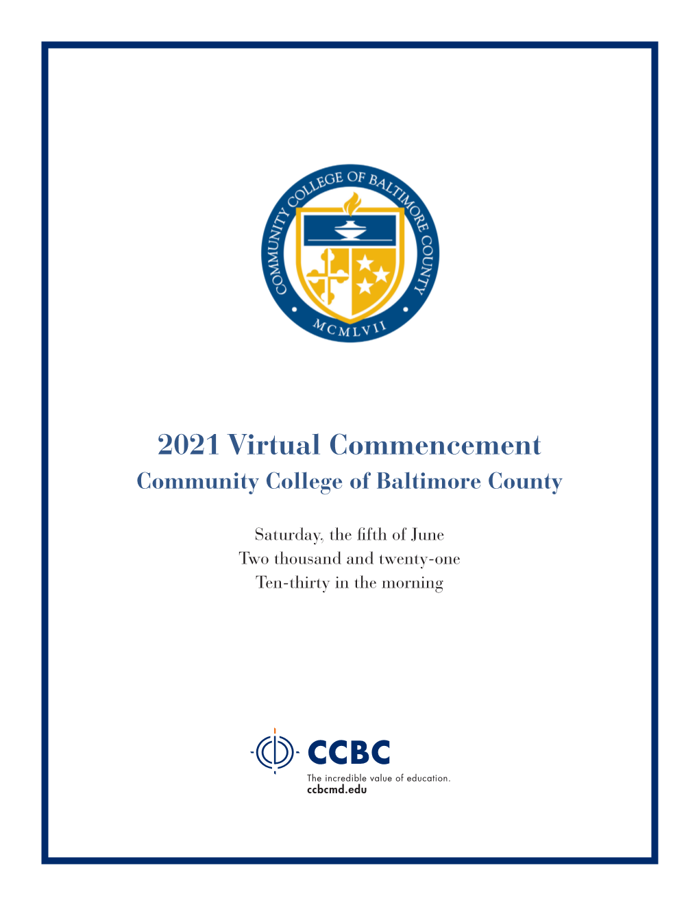 2021 Virtual Commencement Community College of Baltimore County