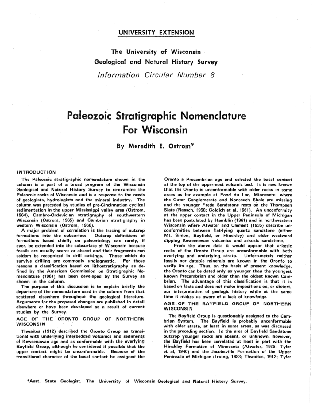 Paleozoic Stratigraphic Nomenclature for Wisconsin (Wisconsin