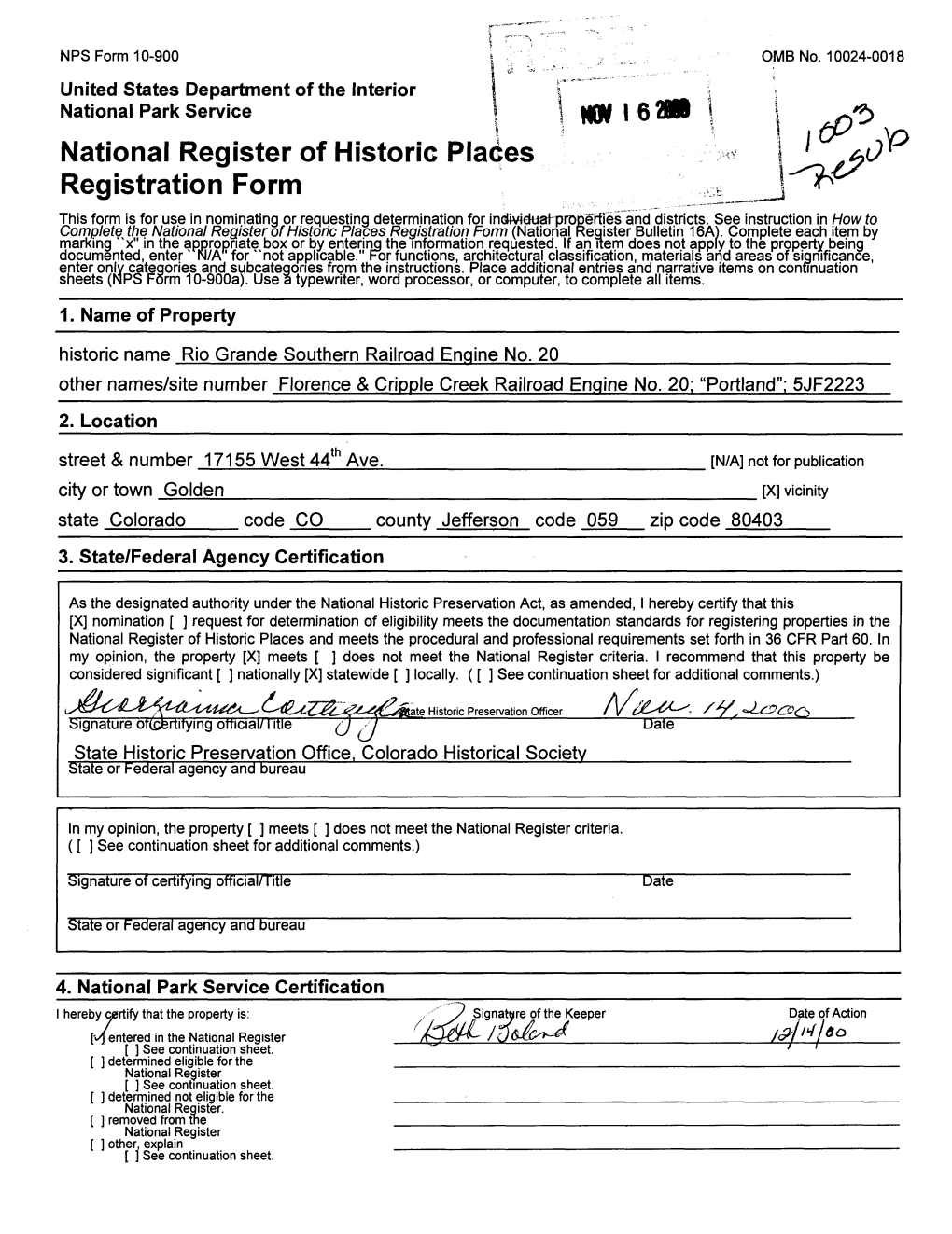 National Register of Historic Places Registration Form How to Item by Marking 