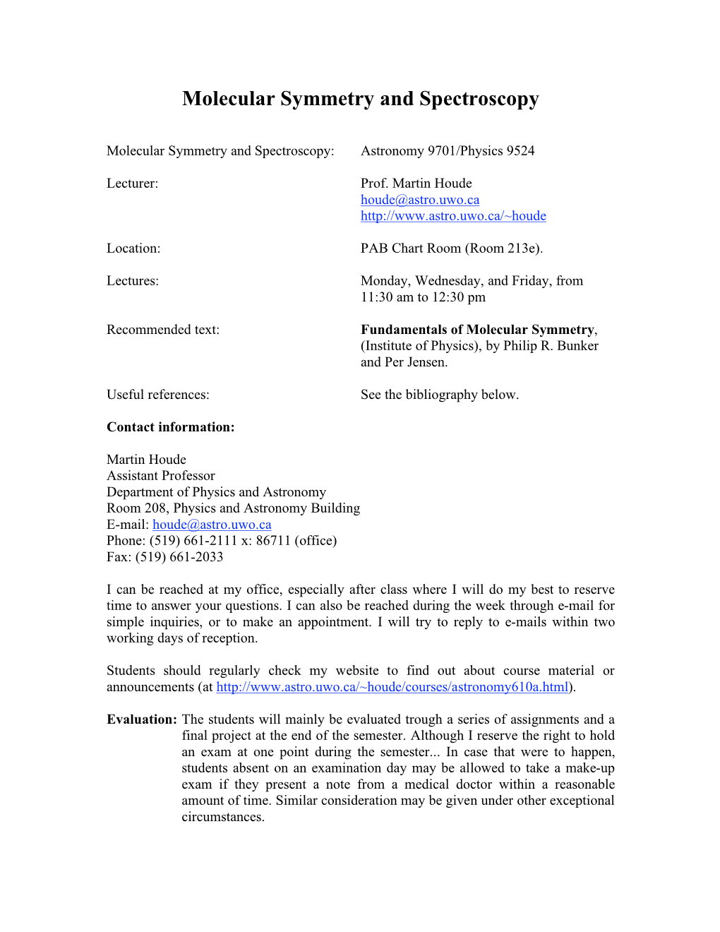 Molecular Symmetry and Spectroscopy