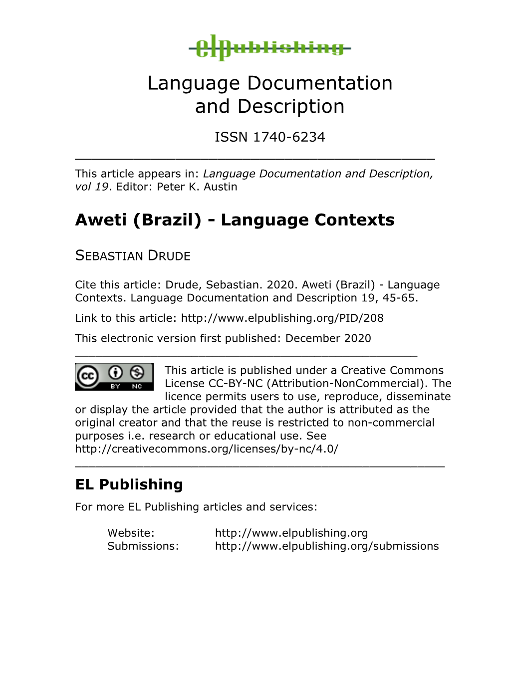 Aweti (Brazil) - Language Contexts
