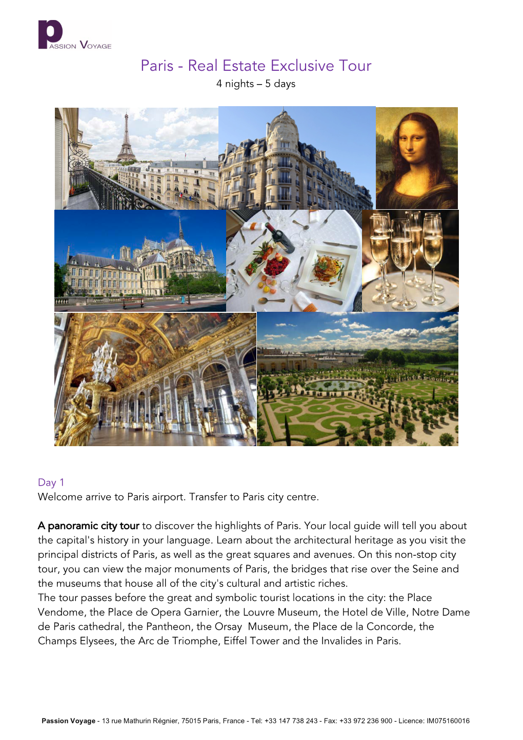 Paris - Real Estate Exclusive Tour 4 Nights – 5 Days