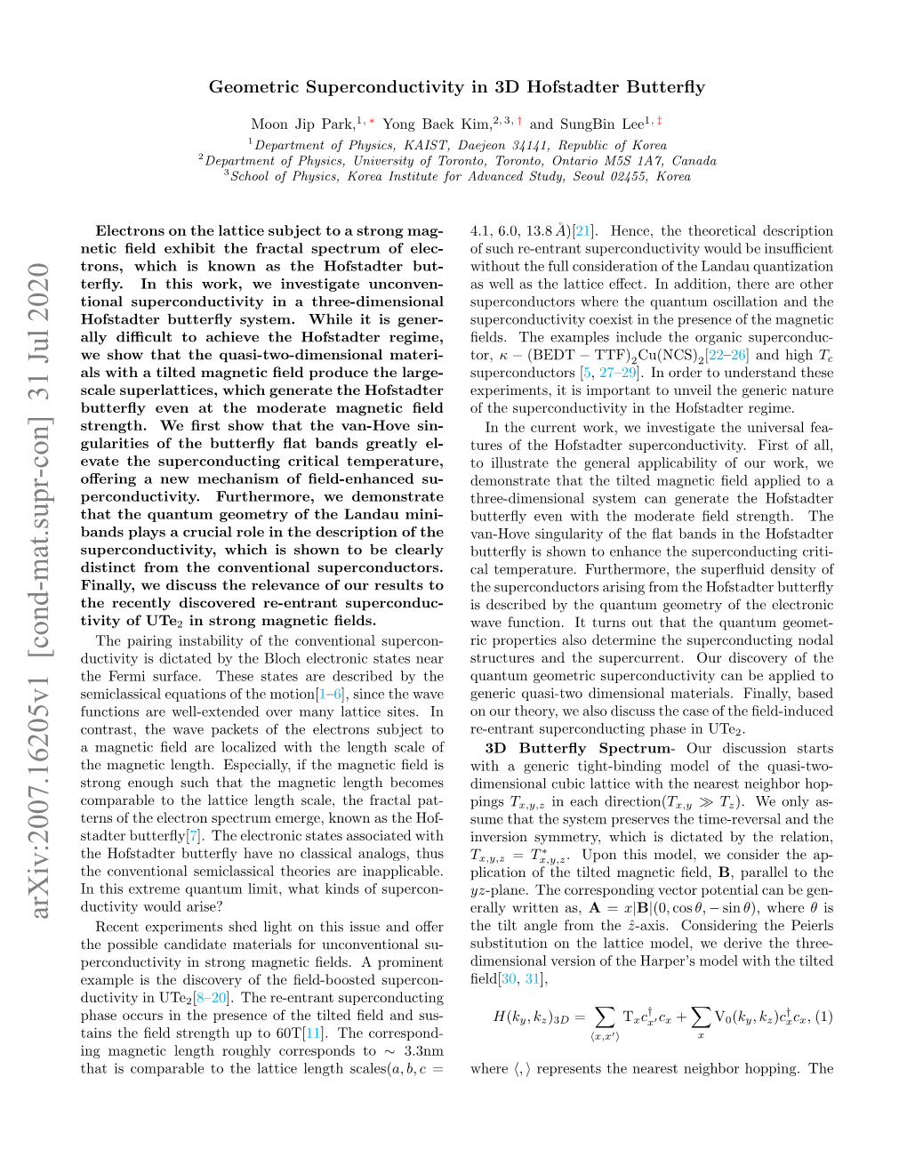 Geometric Superconductivity in 3D Hofstadter Butterfly