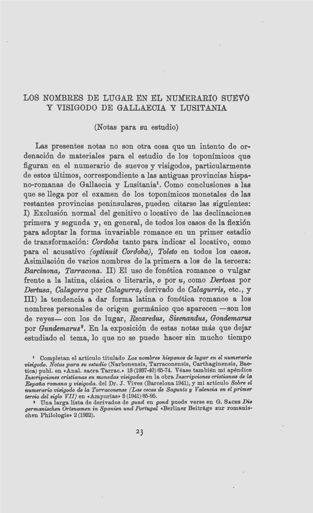 LOS NOMBRES DE LUGAR EN EL Numerariò SUÉVÓ Y VISIGODO DE GALLAECIA Y LUSITANIA