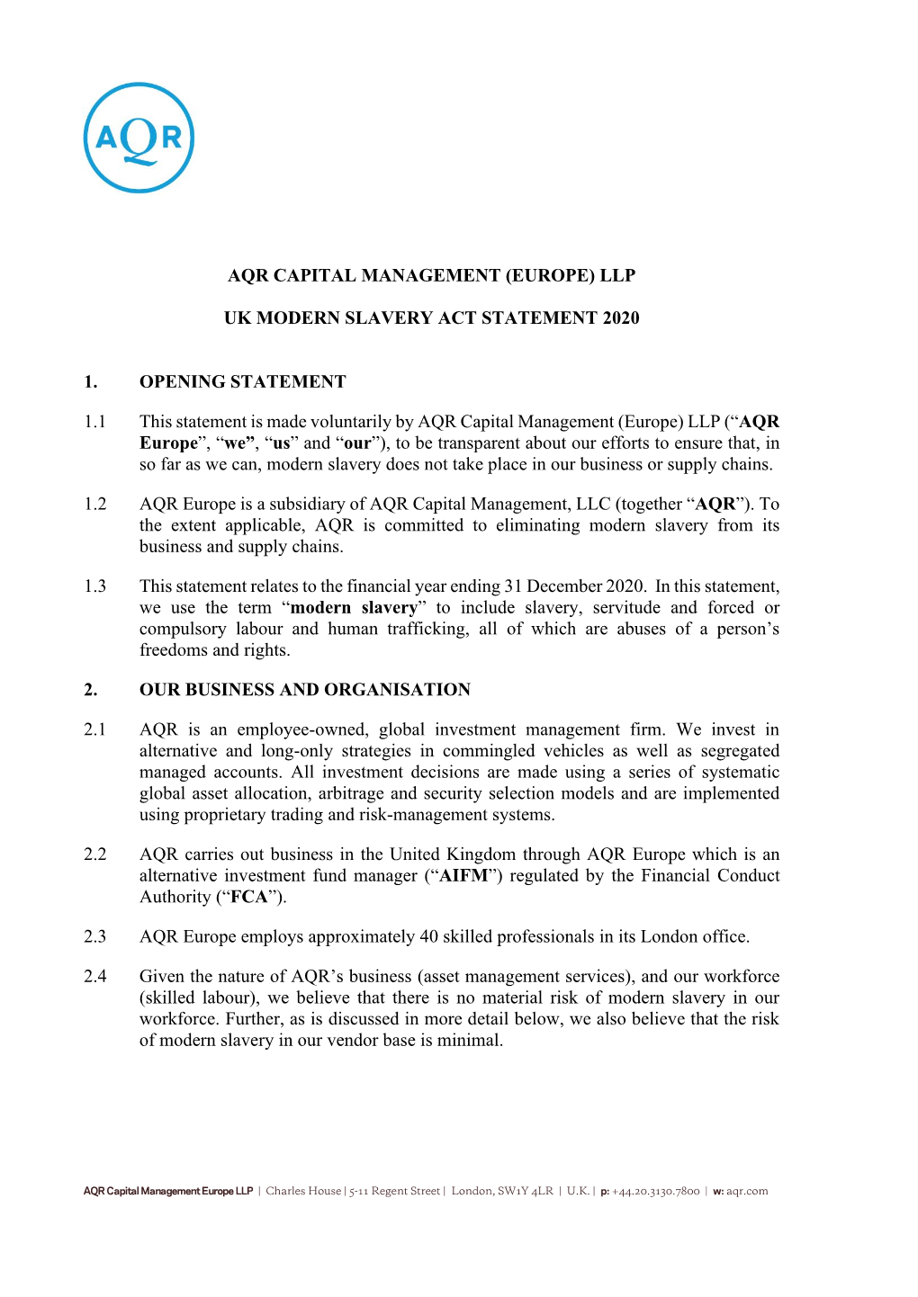 Aqr Capital Management (Europe) Llp Uk Modern