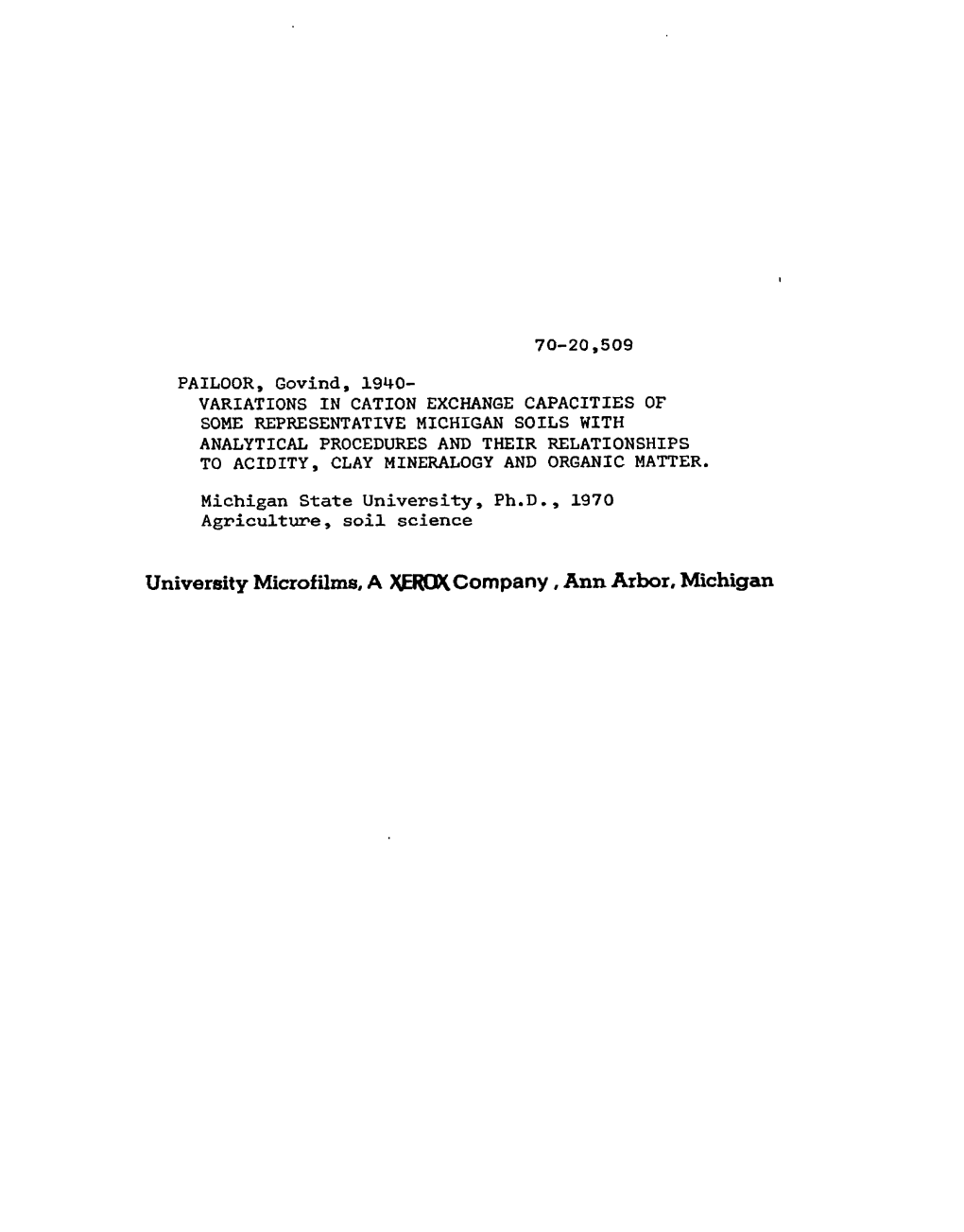 University Microfilms, a XEROX Com Pany, Ann Arbor, Michigan