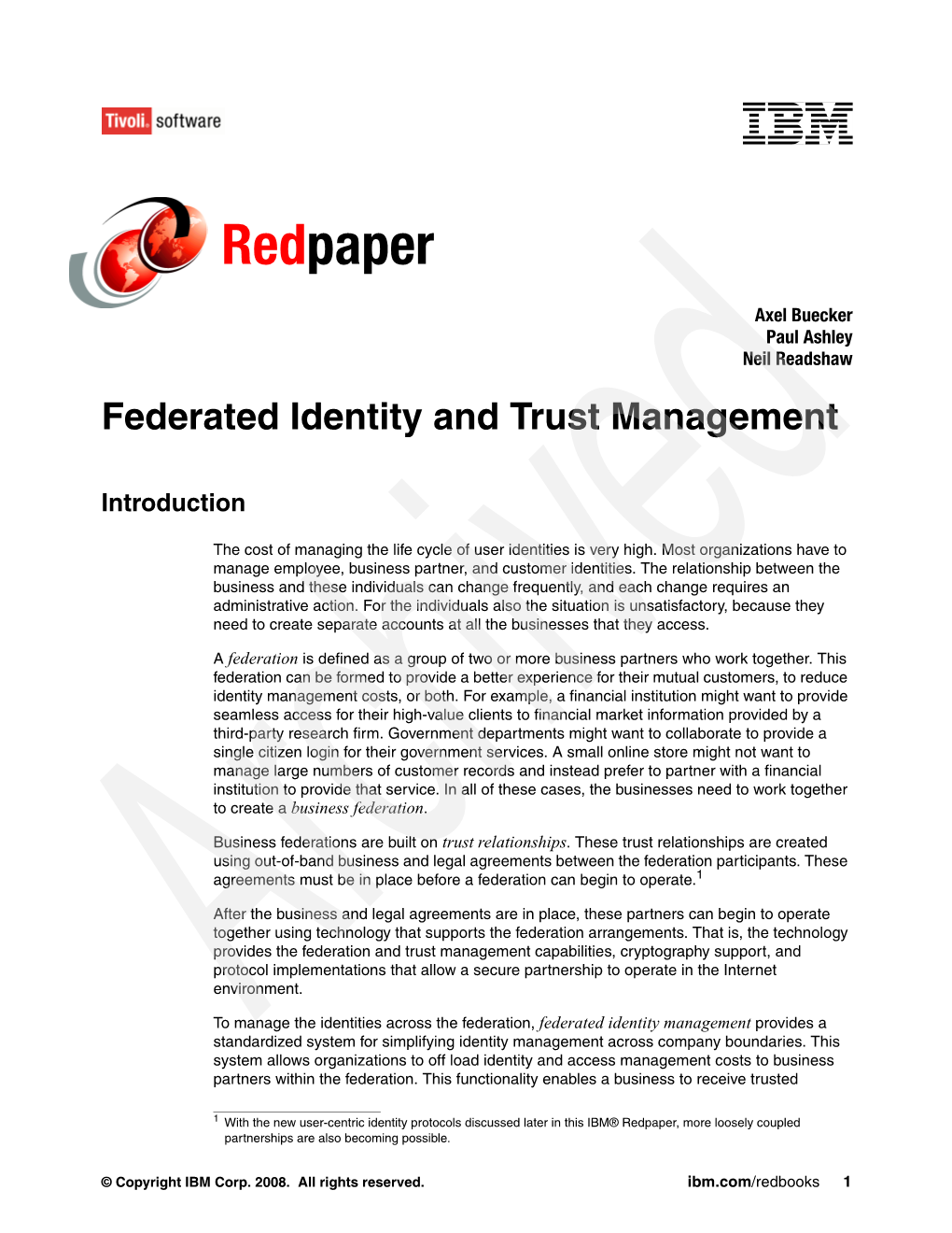 Federated Identity and Trust Management