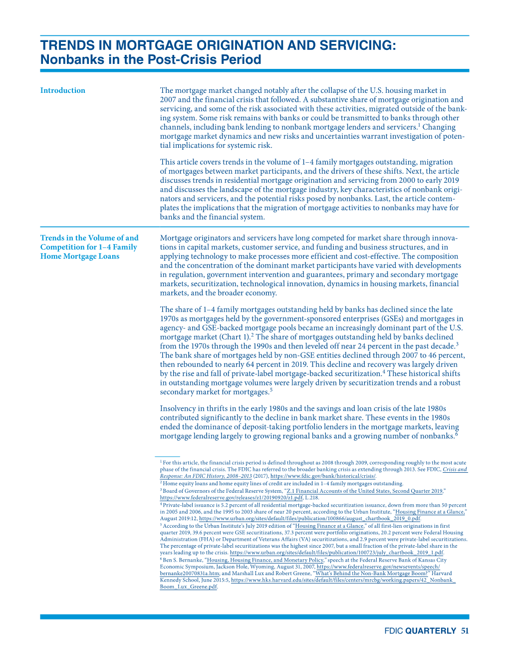 FDIC QUARTERLY 51 2019 • Volume 1 3 • Number 4