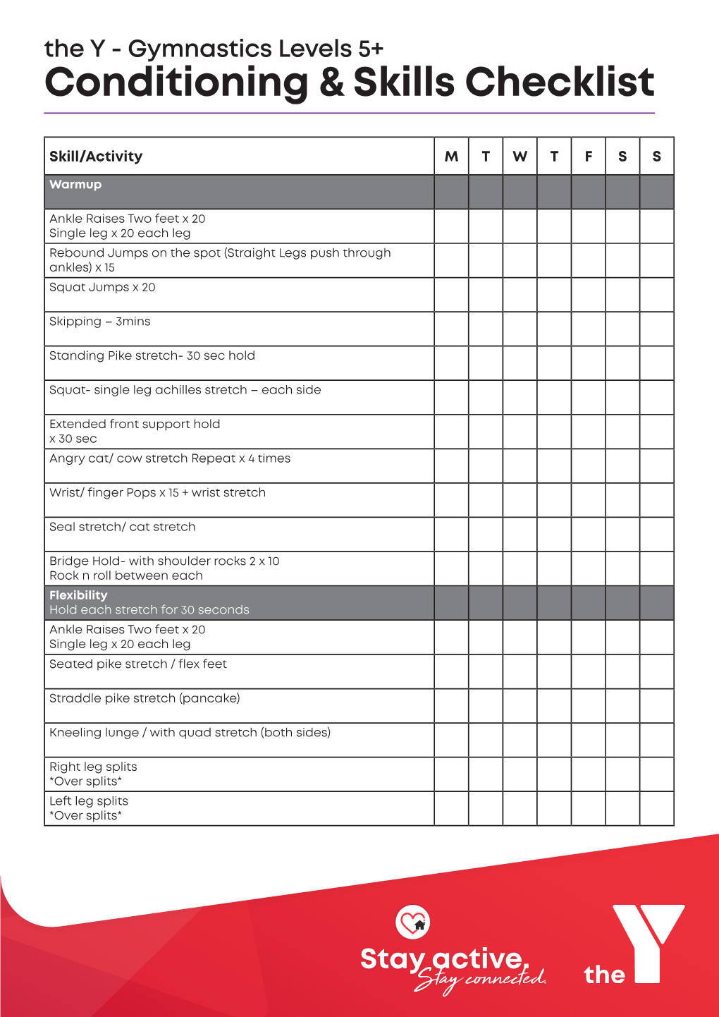 Conditioning & Skills Checklist