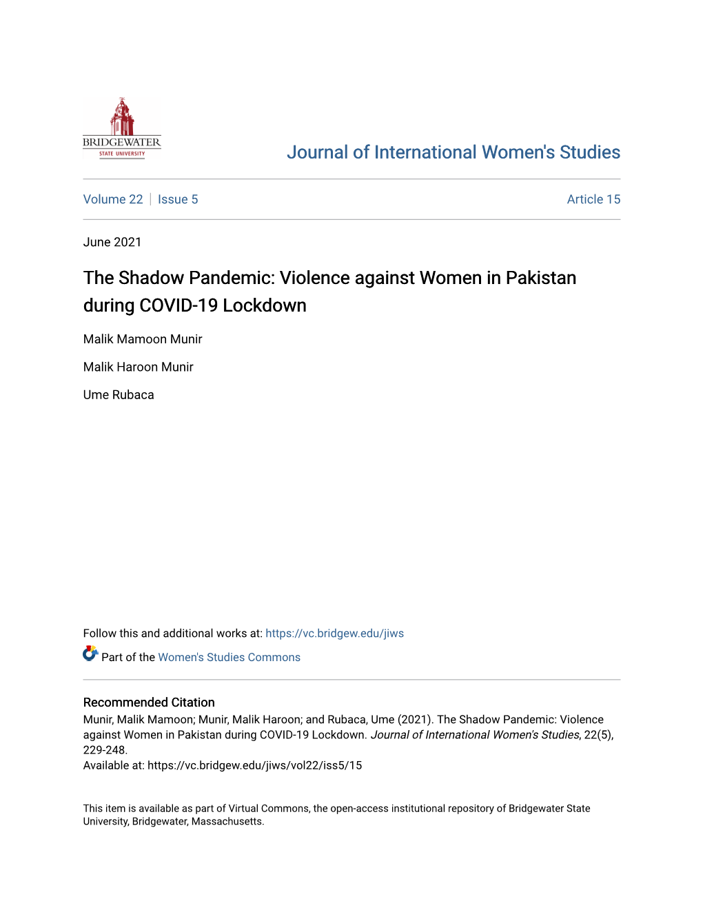 Violence Against Women in Pakistan During COVID-19 Lockdown