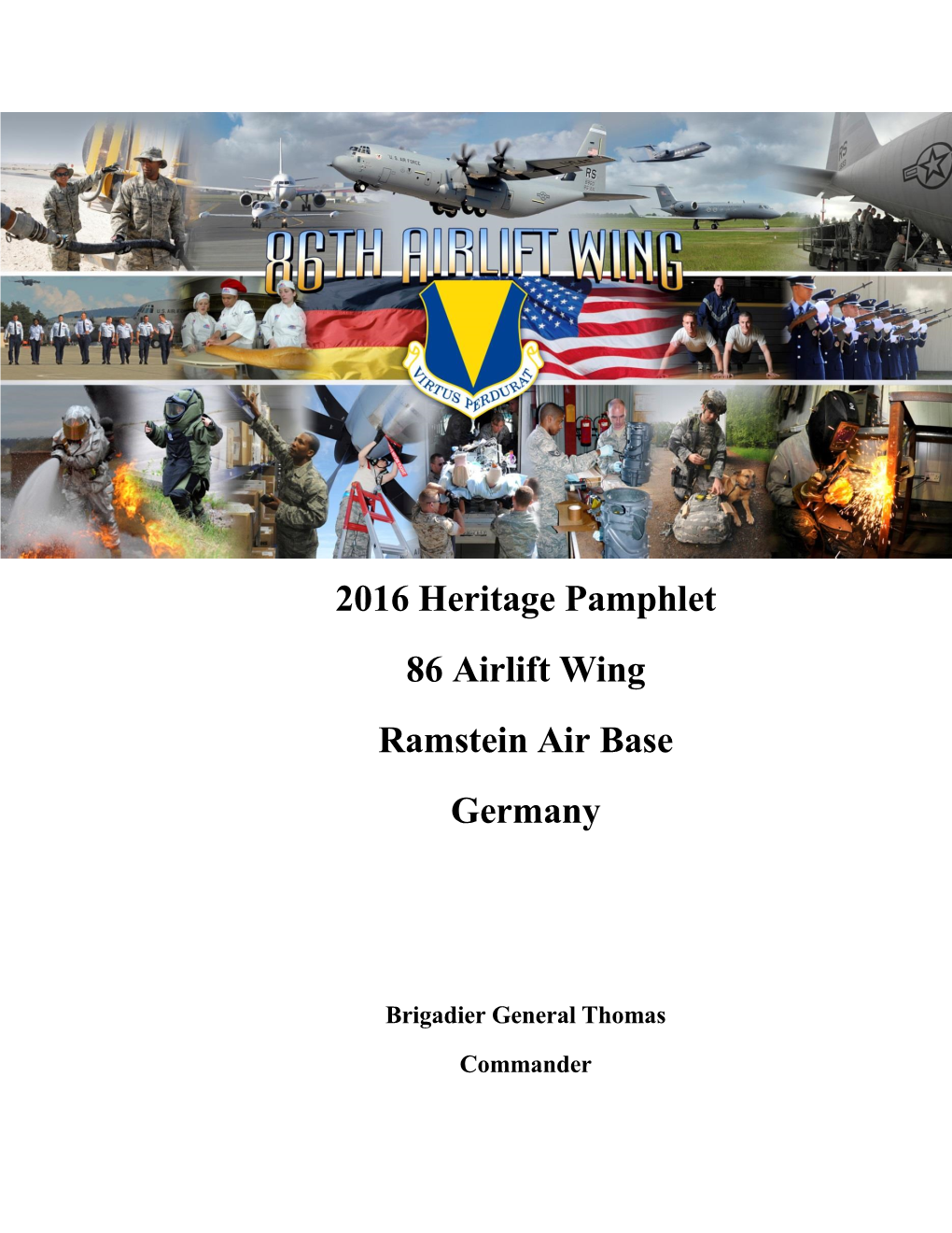 2016 Heritage Pamphlet 86 Airlift Wing Ramstein Air Base Germany