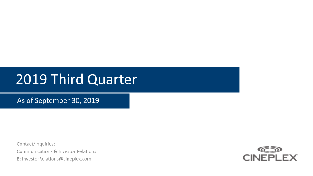 2019 Third Quarter