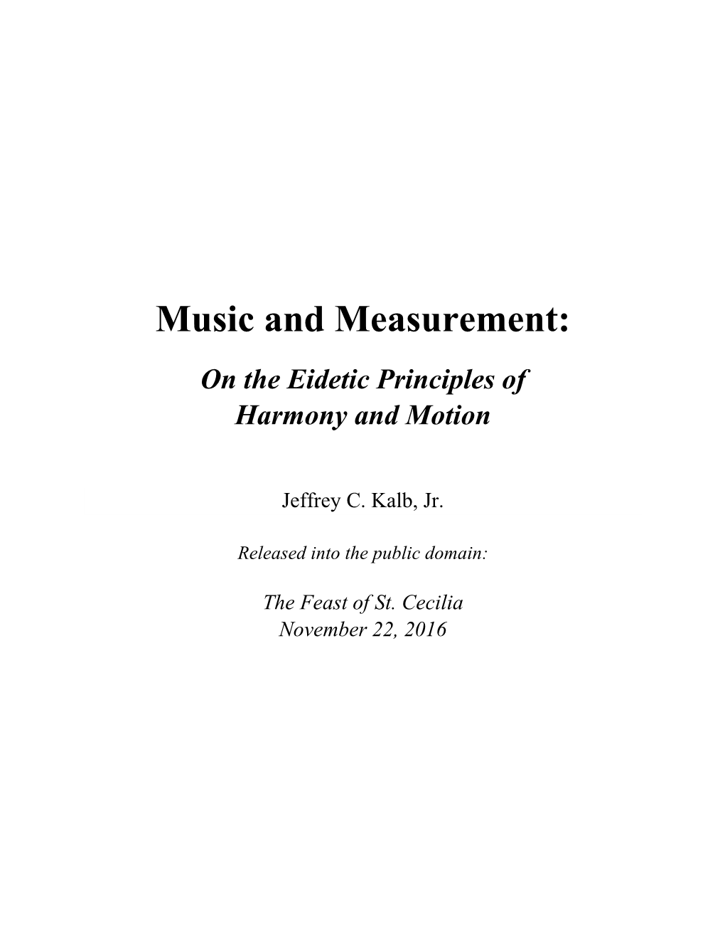 Music and Measurement