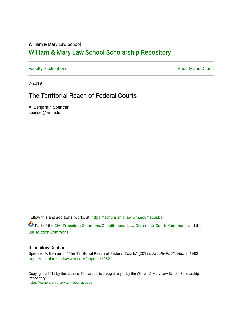 The Territorial Reach of Federal Courts