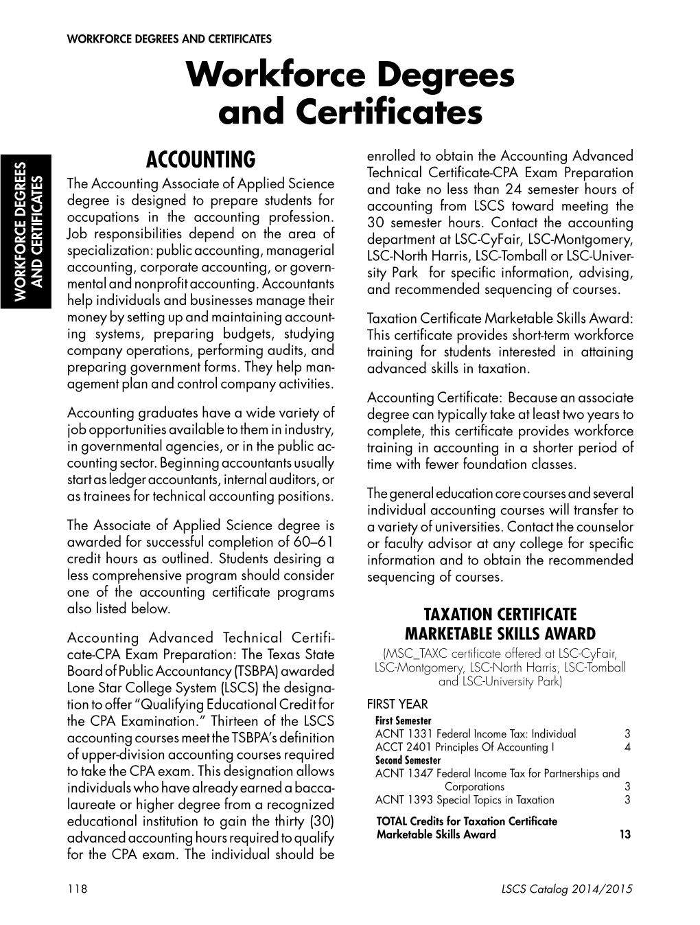 Workforce Degrees and Certificates