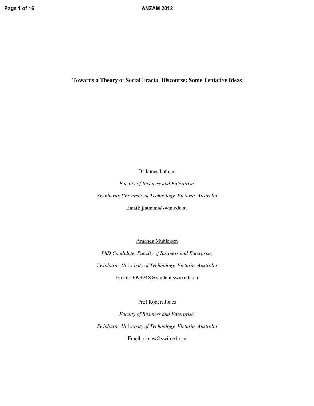 Towards a Theory of Social Fractal Discourse: Some Tentative Ideas