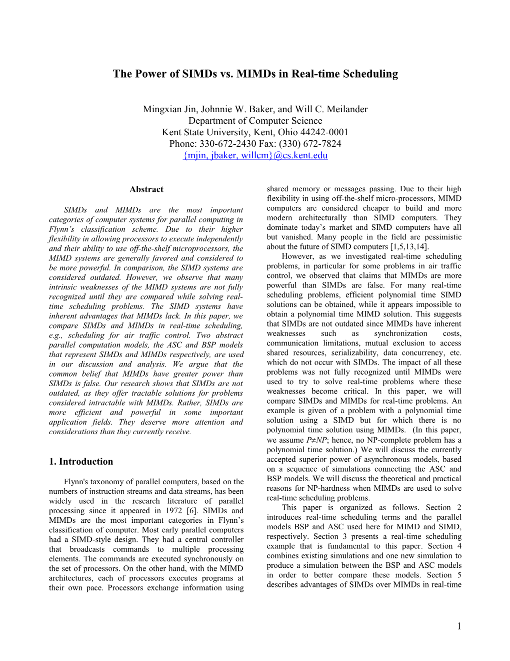 Comparison of MASC and BSP on Dynamic Scheduling s1