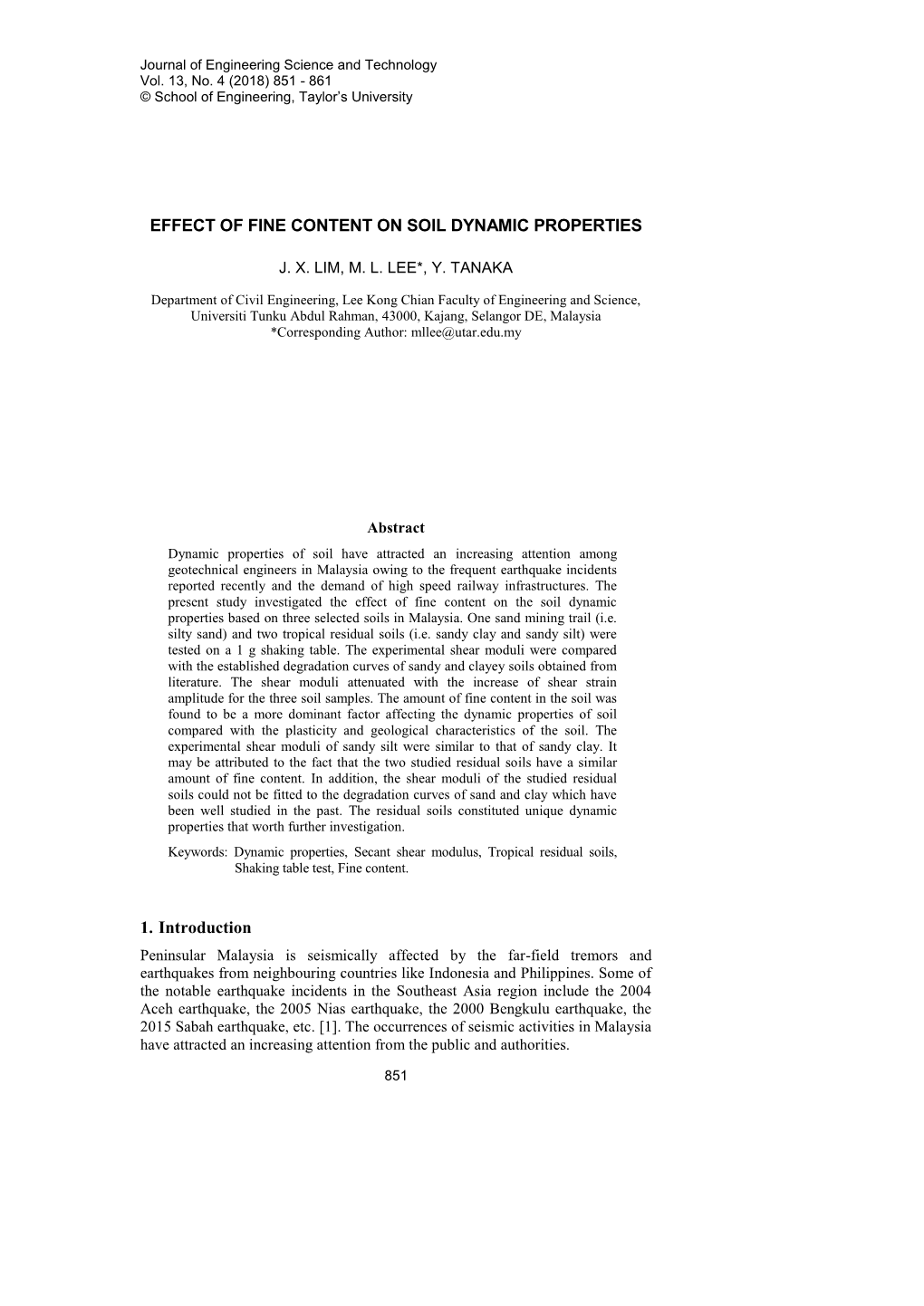 Effect of Fine Content on Soil Dynamic Properties