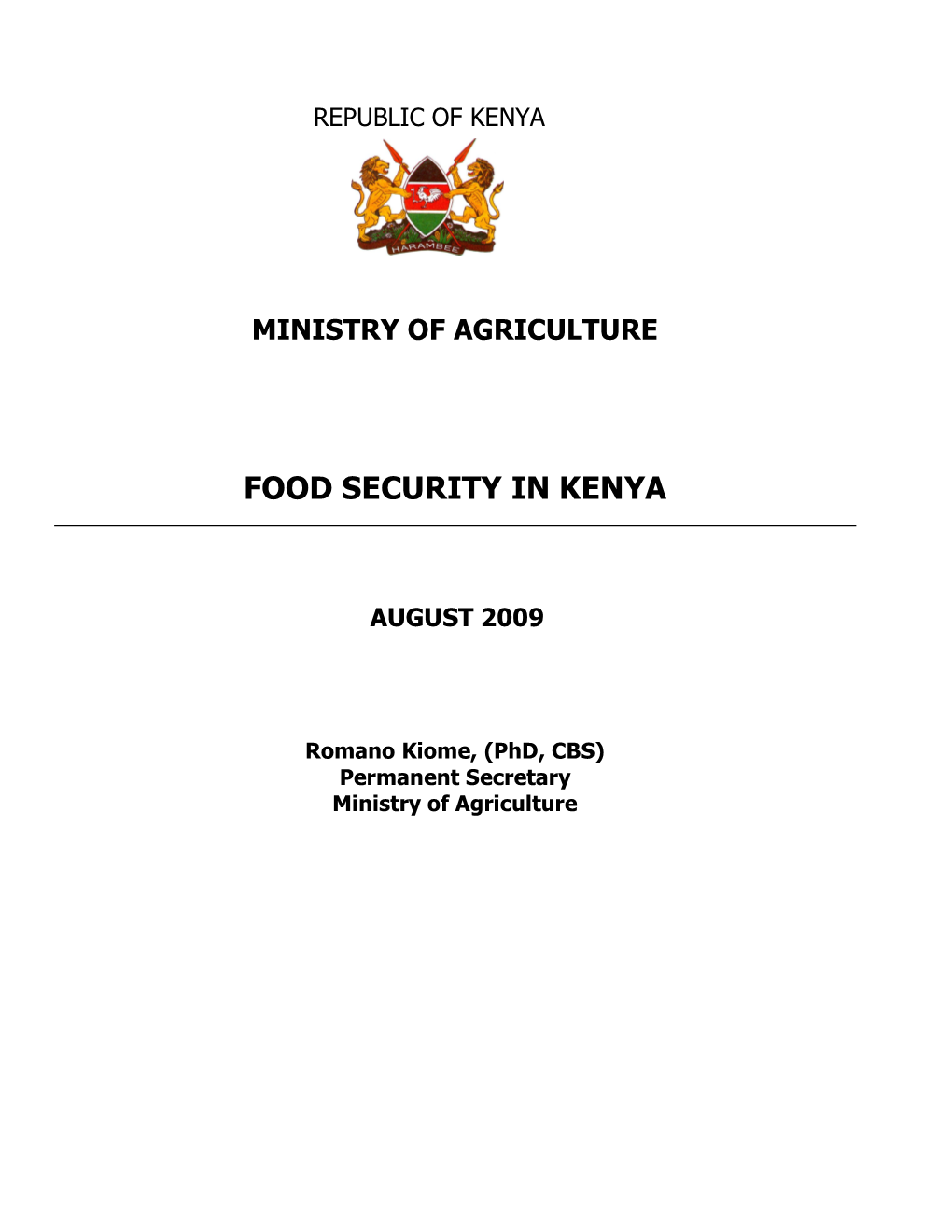 Food Security in Kenya