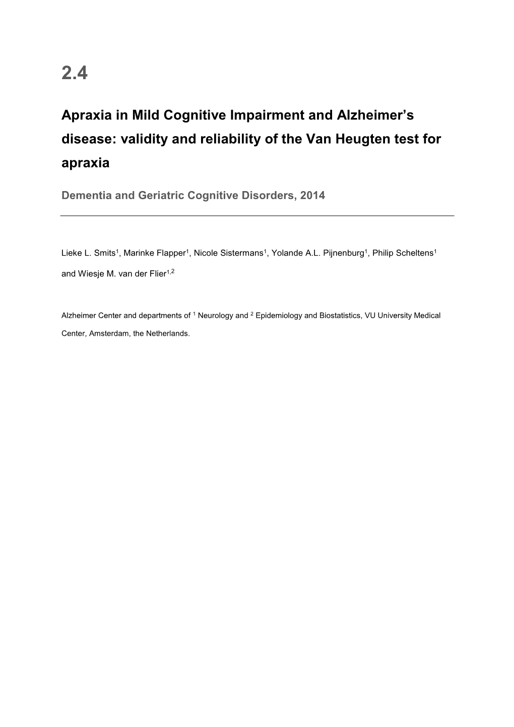 Apraxia in Mild Cognitive Impairment and Alzheimer's Disease