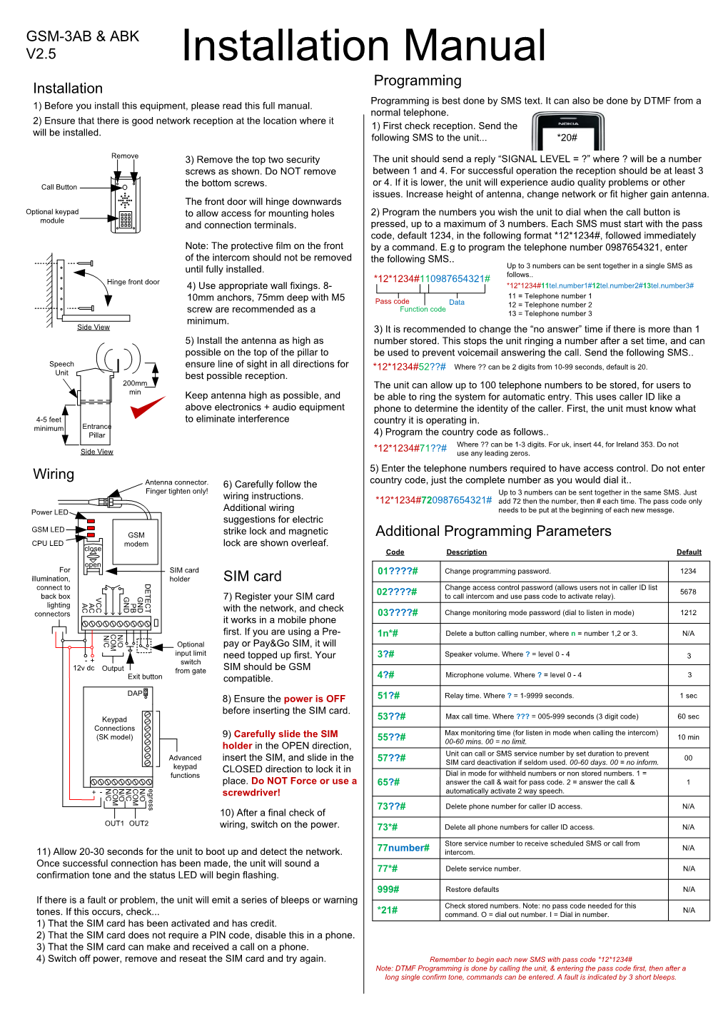 Installation Manual Programming Installation Programming Is Best Done by SMS Text