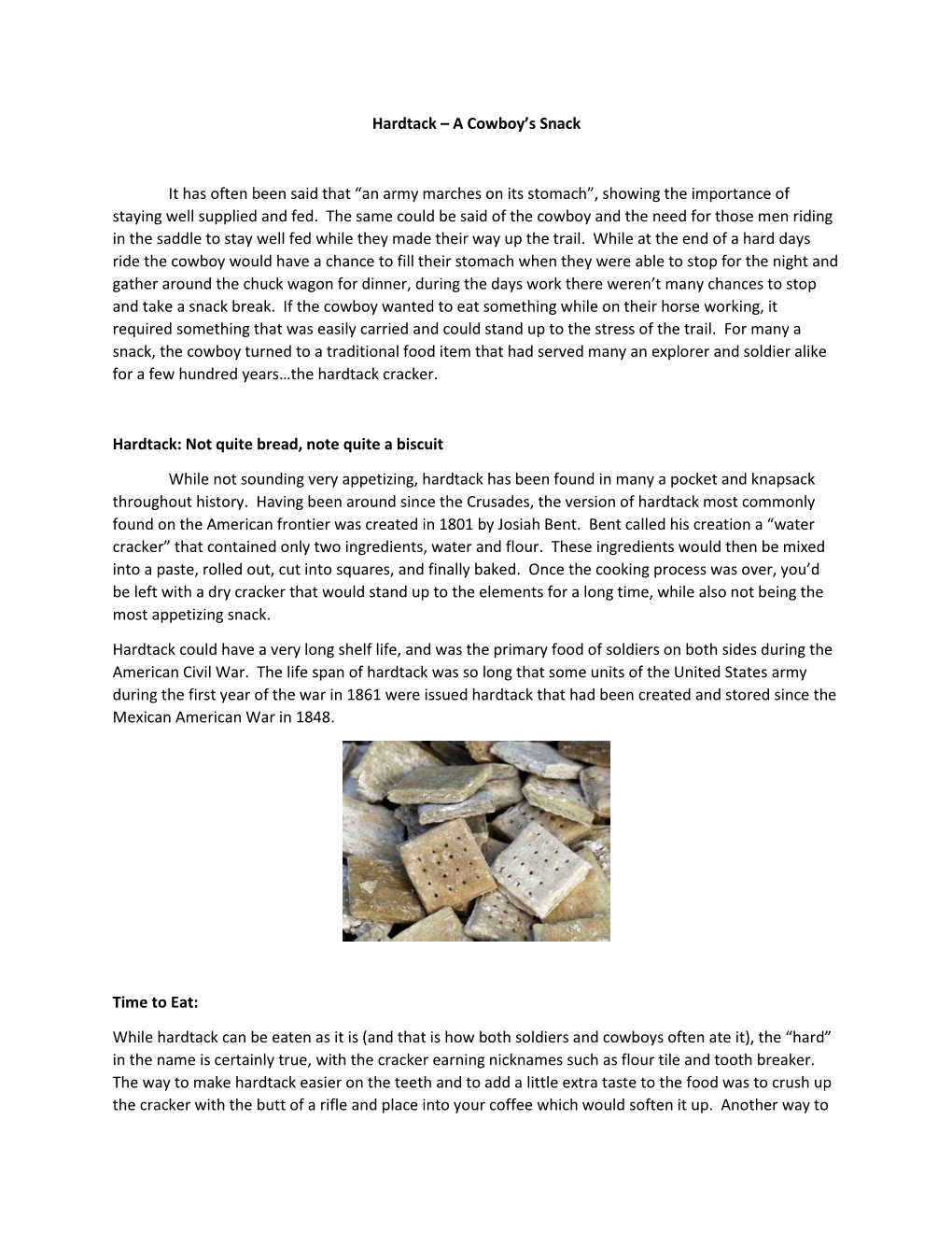 Hardtack – a Cowboy’S Snack