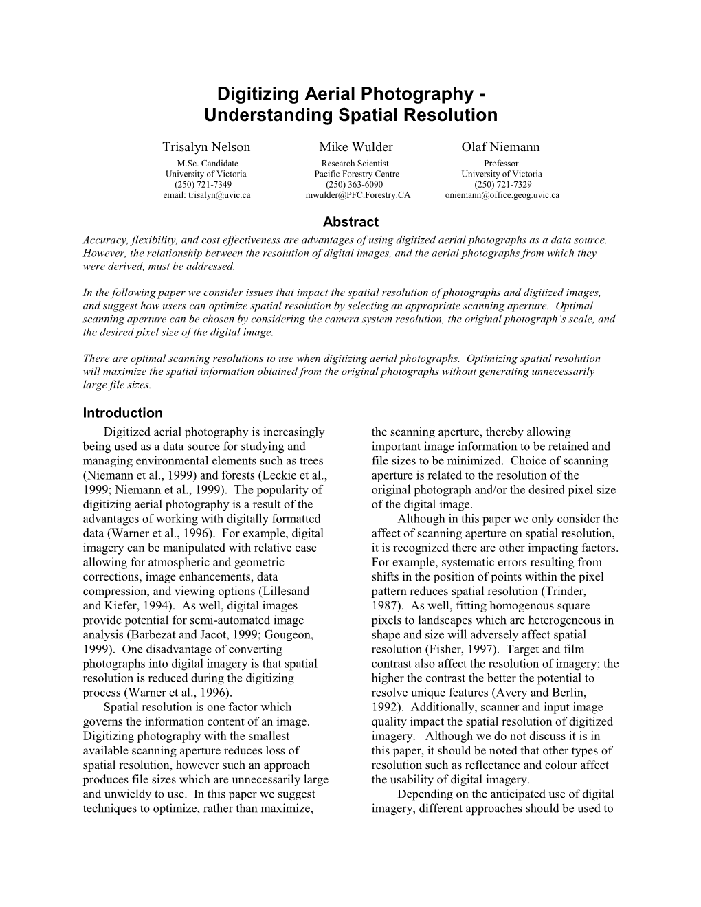 Digitizing Aerial Photography - Understanding Spatial Resolution