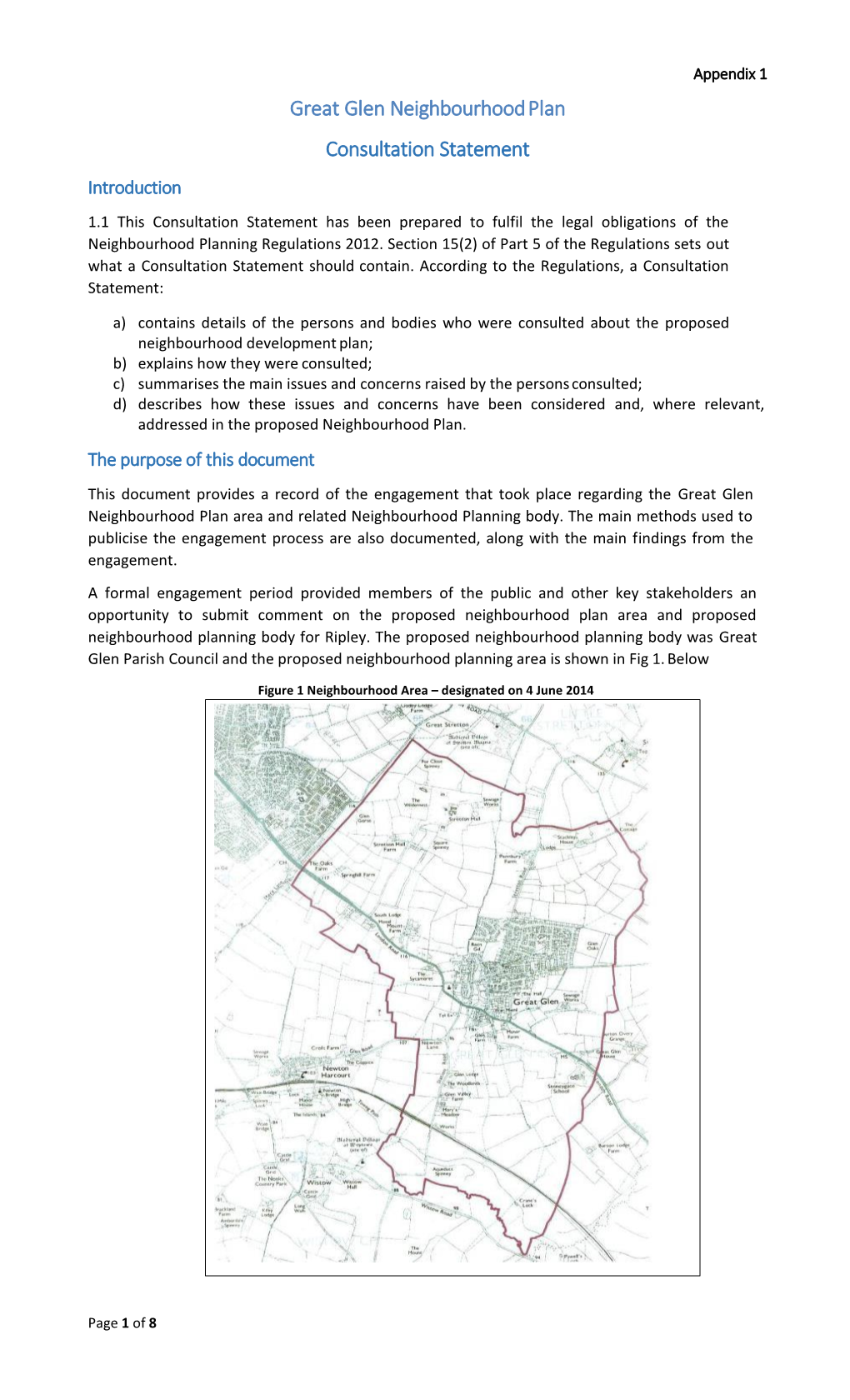 Great Glen Neighbourhood Plan Consultation Statement