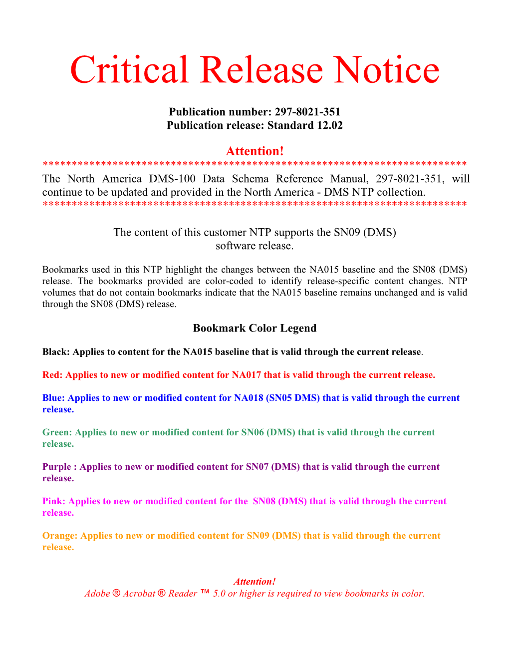 Critical Release Notice