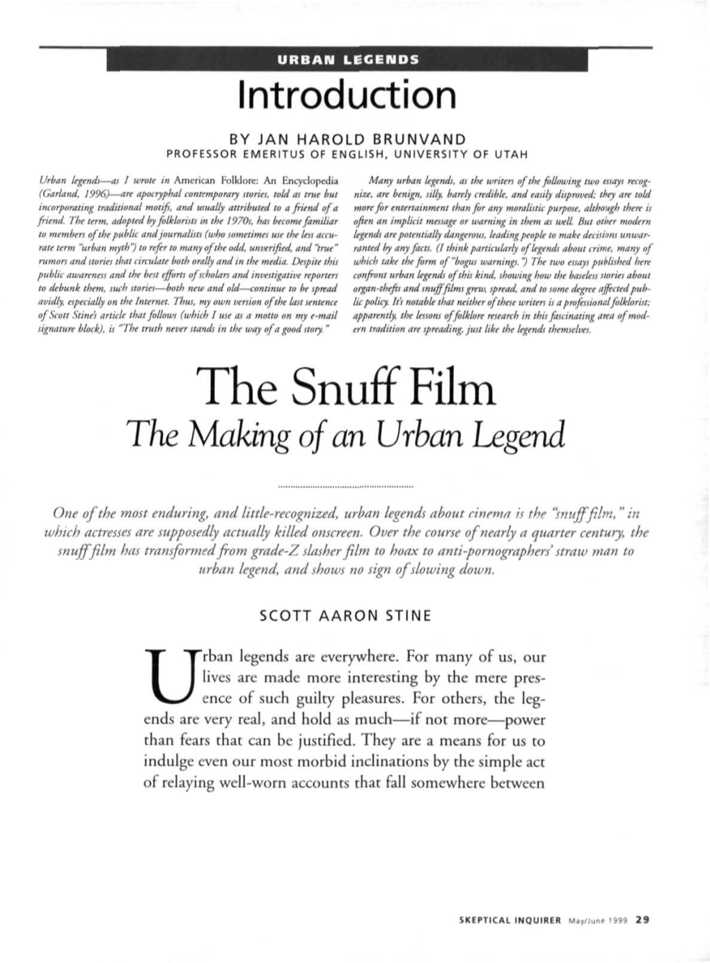 The Snuff Film the Making of an Urban Legend
