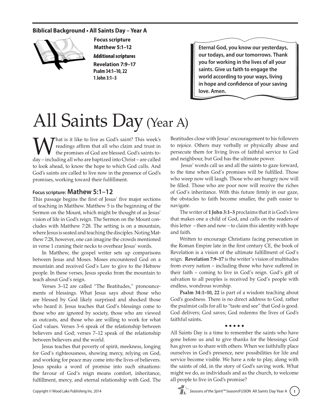 All Saints Day(Year A)