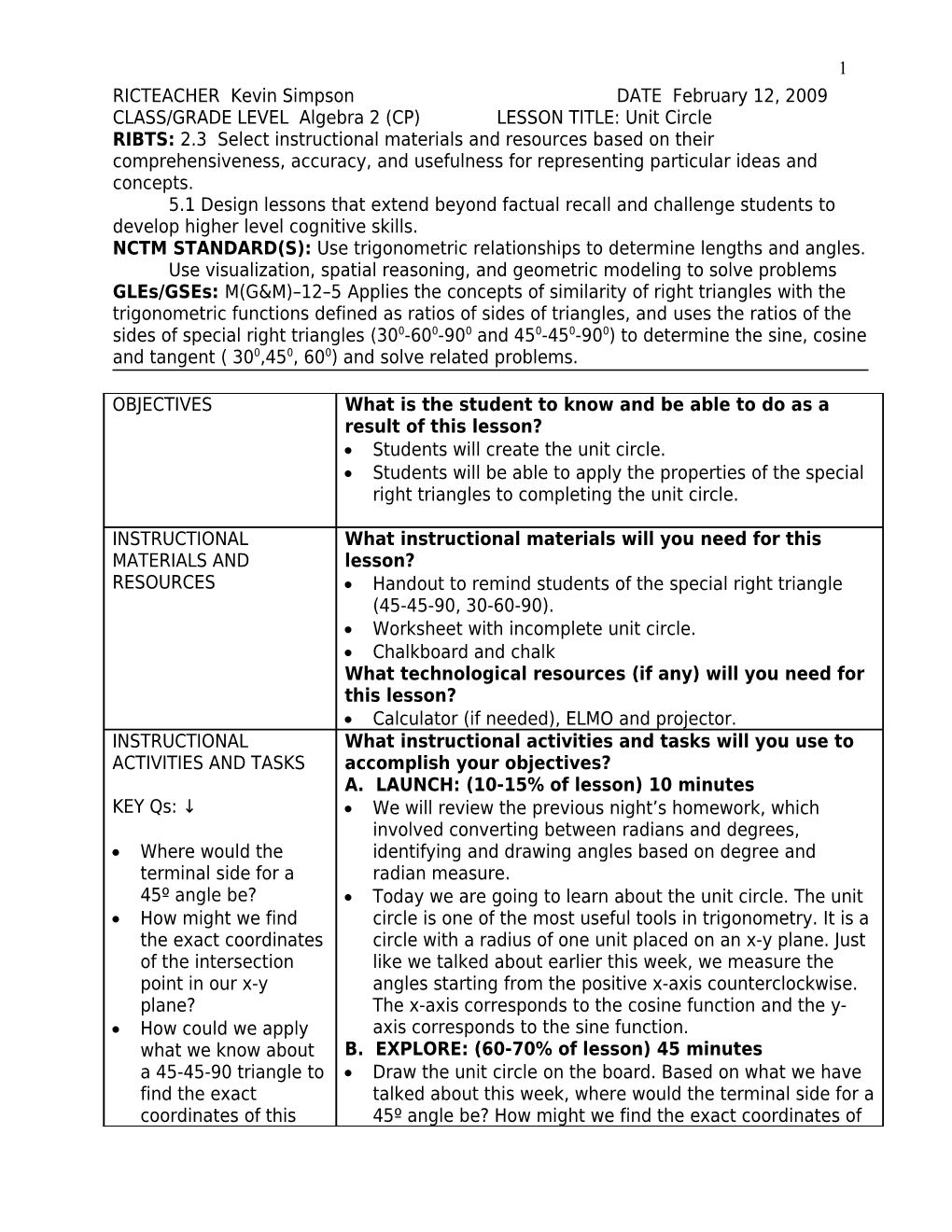 Sed 410-02: Lesson Plan Format