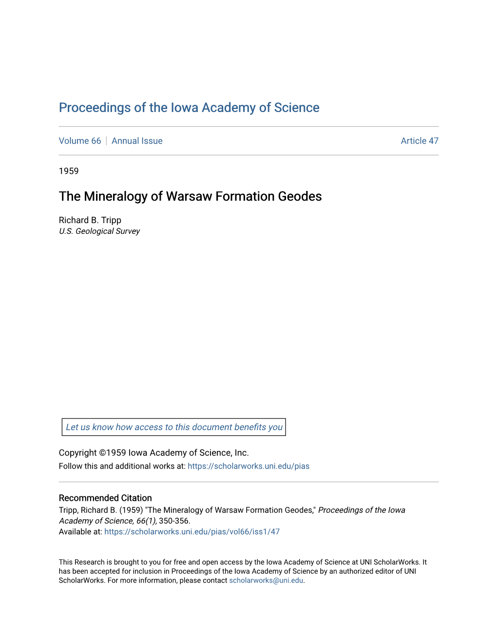 The Mineralogy of Warsaw Formation Geodes