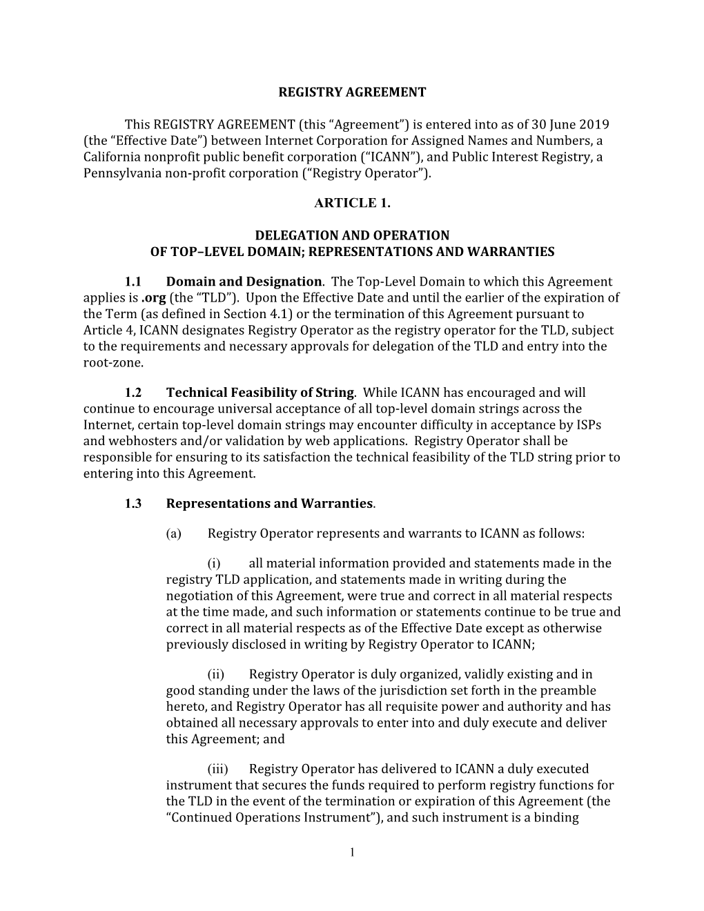 REGISTRY AGREEMENT This REGISTRY AGREEMENT (This