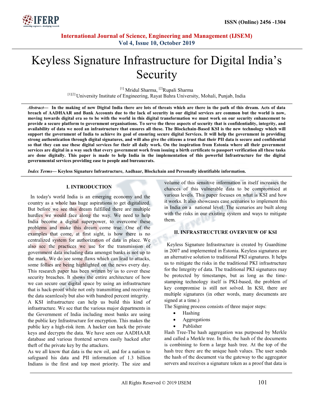 Keyless Signature Infrastructure for Digital India's Security