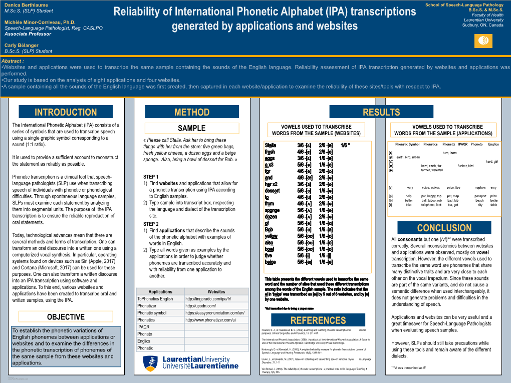 Student Reliability of International Phonetic Alphabet (IPA)
