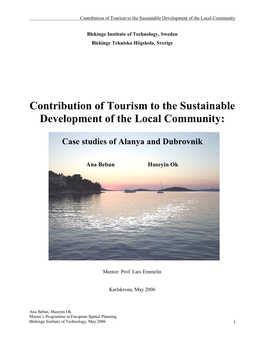 Contribution of Tourism to Sustainable Development Of