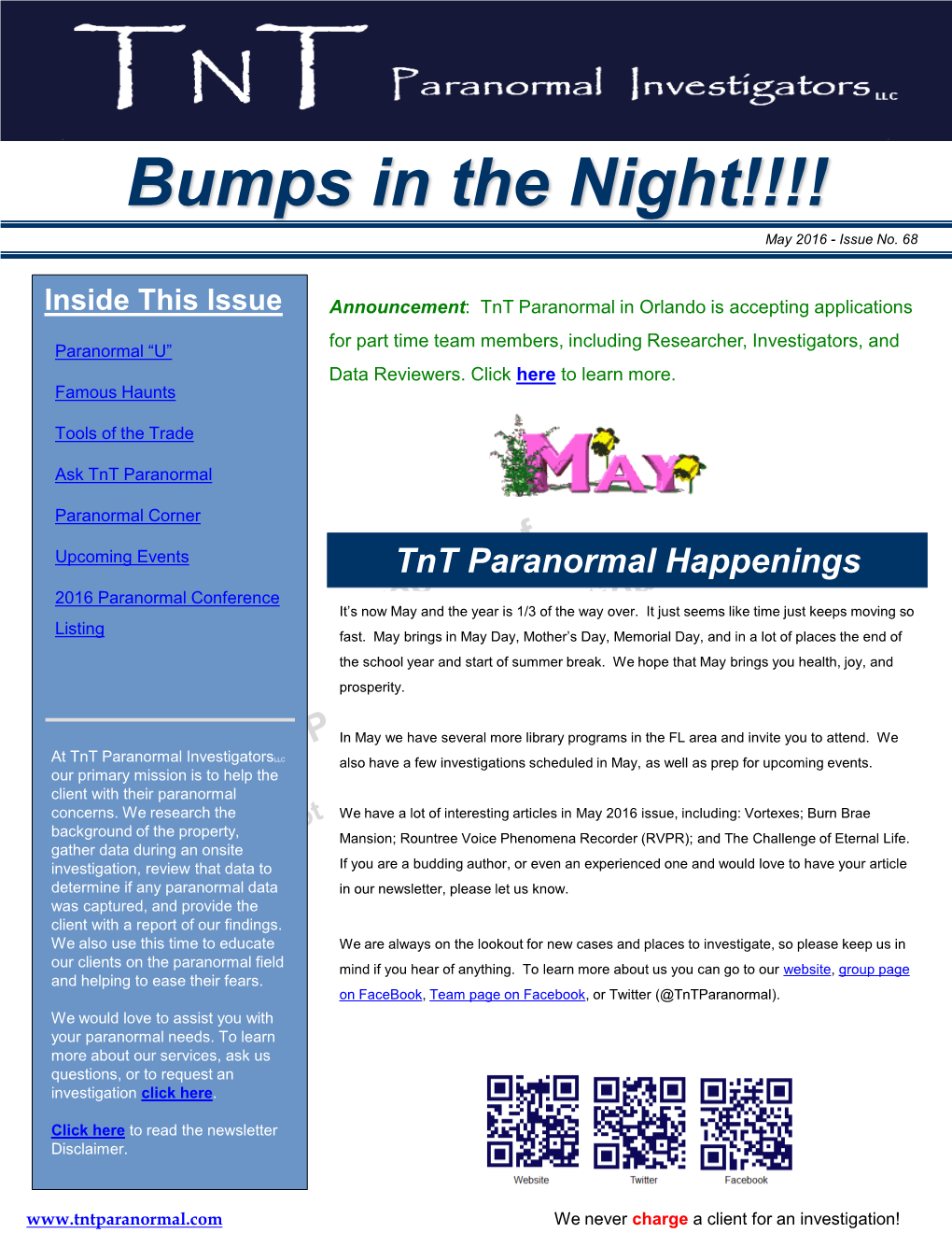 Bumps in the Night!!!! May 2016 - Issue No