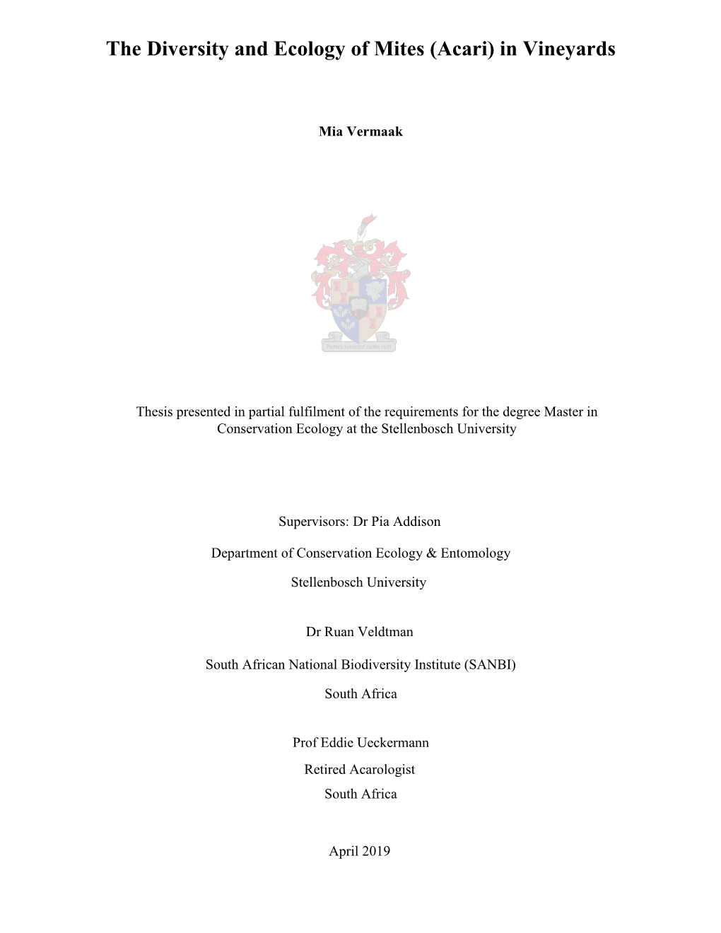 The Diversity and Ecology of Mites (Acari) in Vineyards