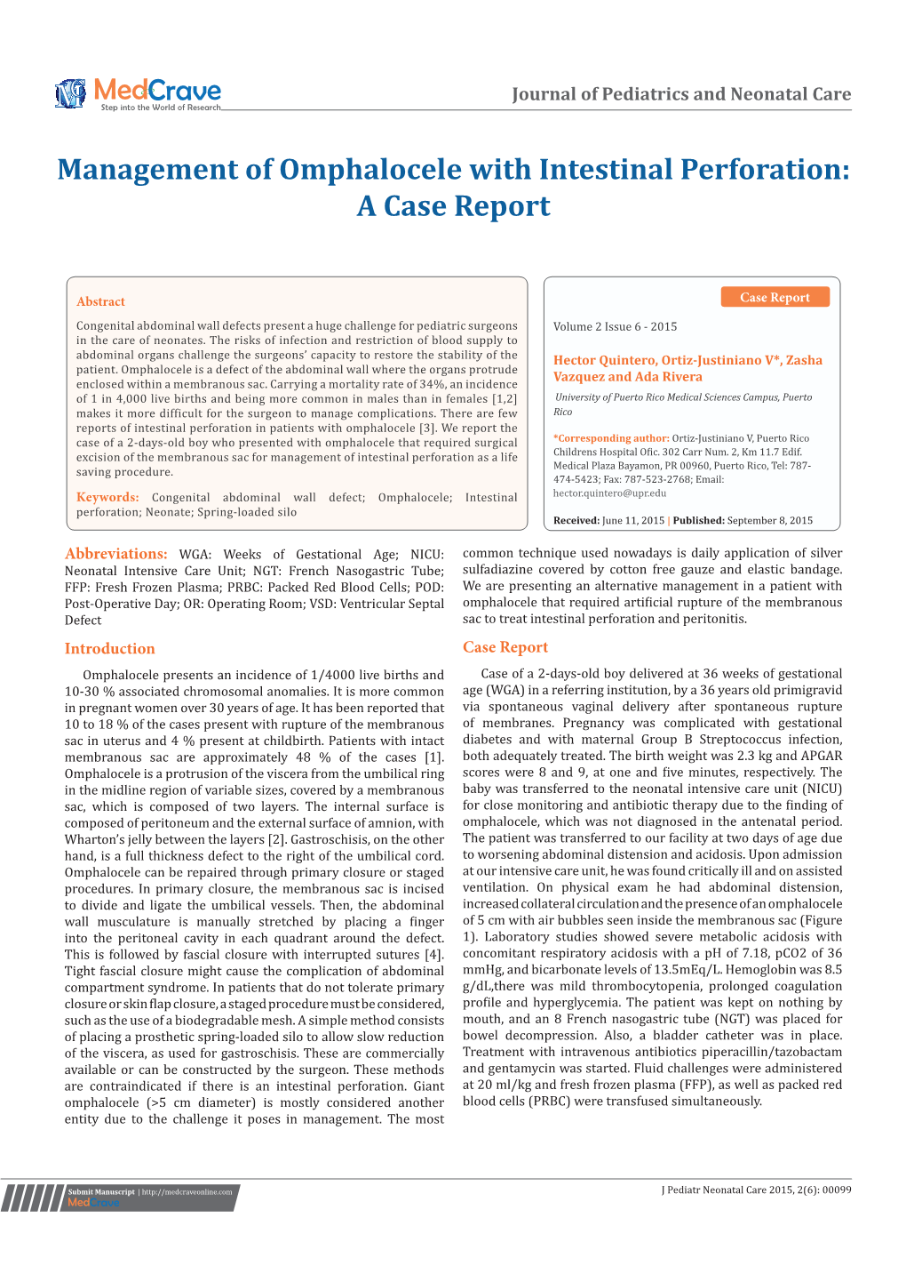 Management of Omphalocele with Intestinal Perforation: a Case Report