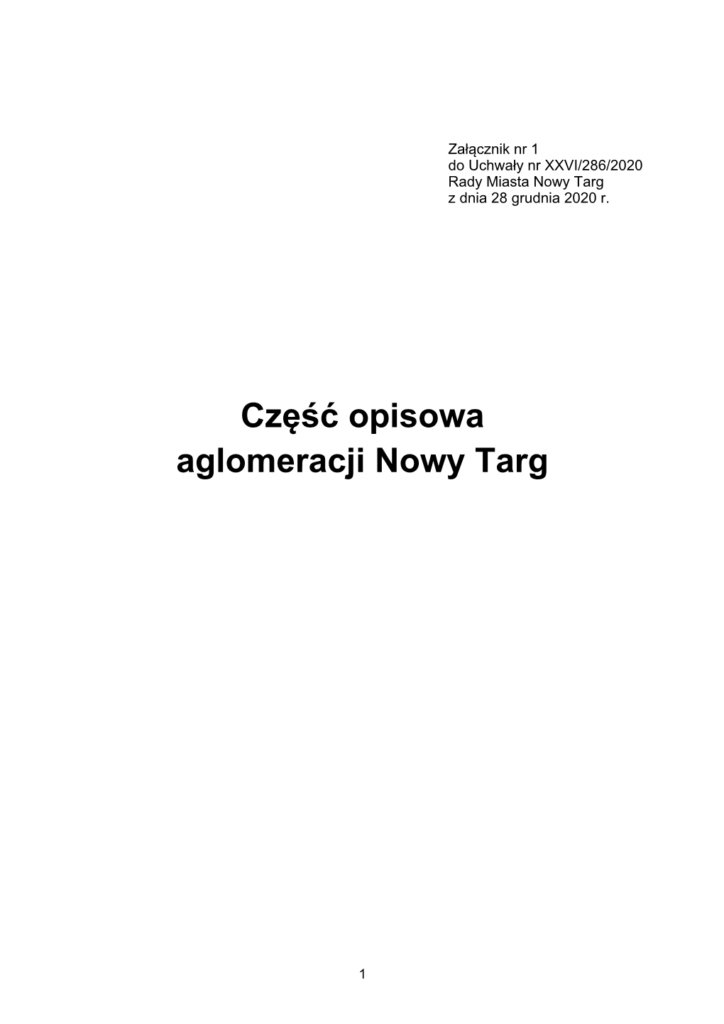 Część Opisowa Aglomeracji Nowy Targ