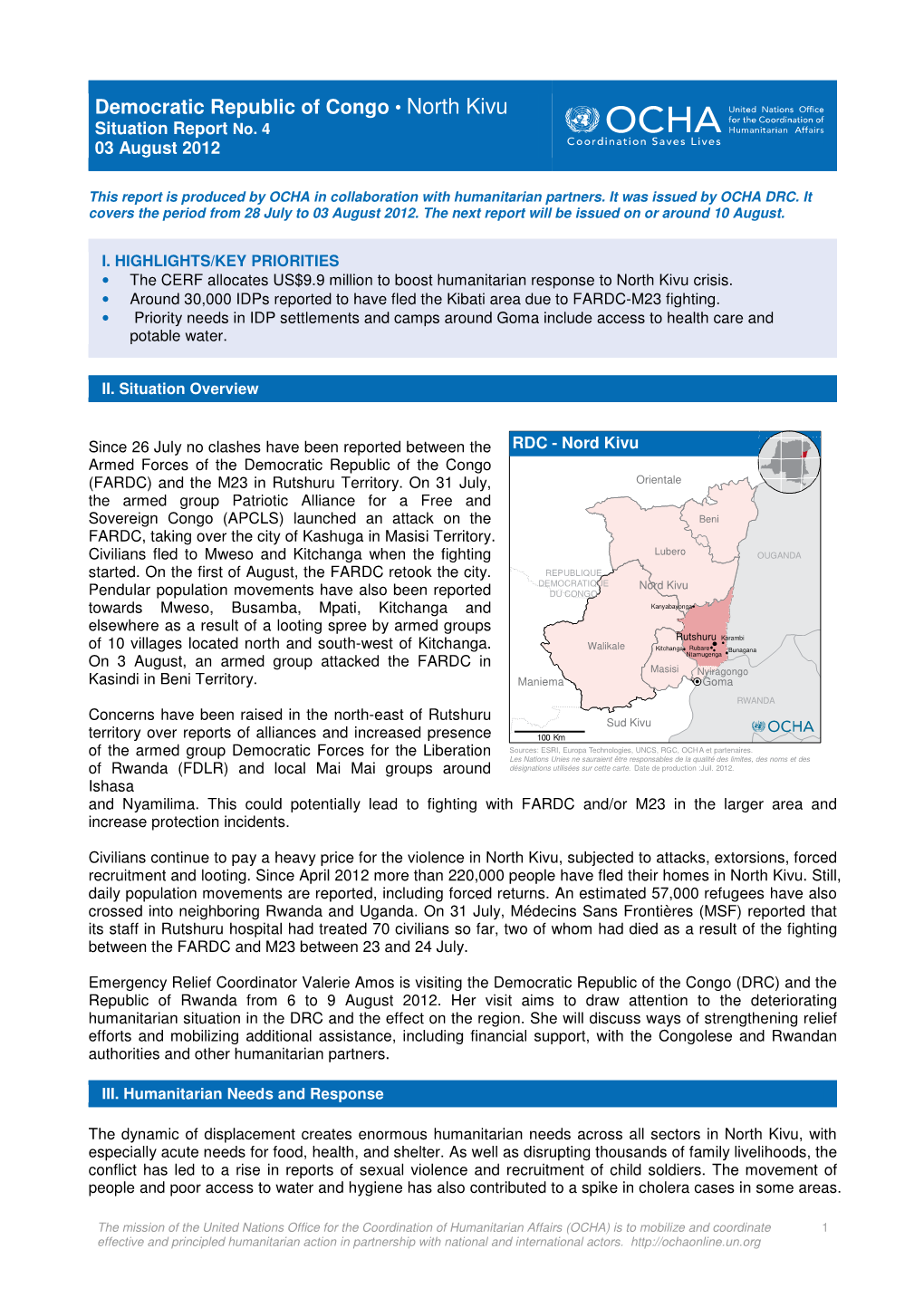 Democratic Republic of Congo • North Kivu Situation Report No