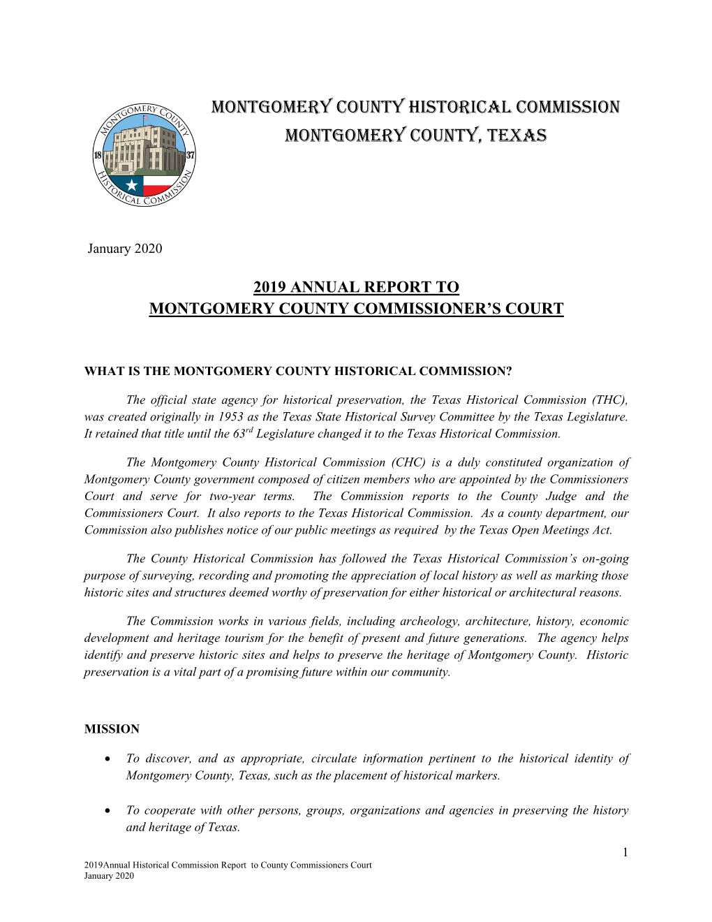 2019 Annual Report to Commissioners Court