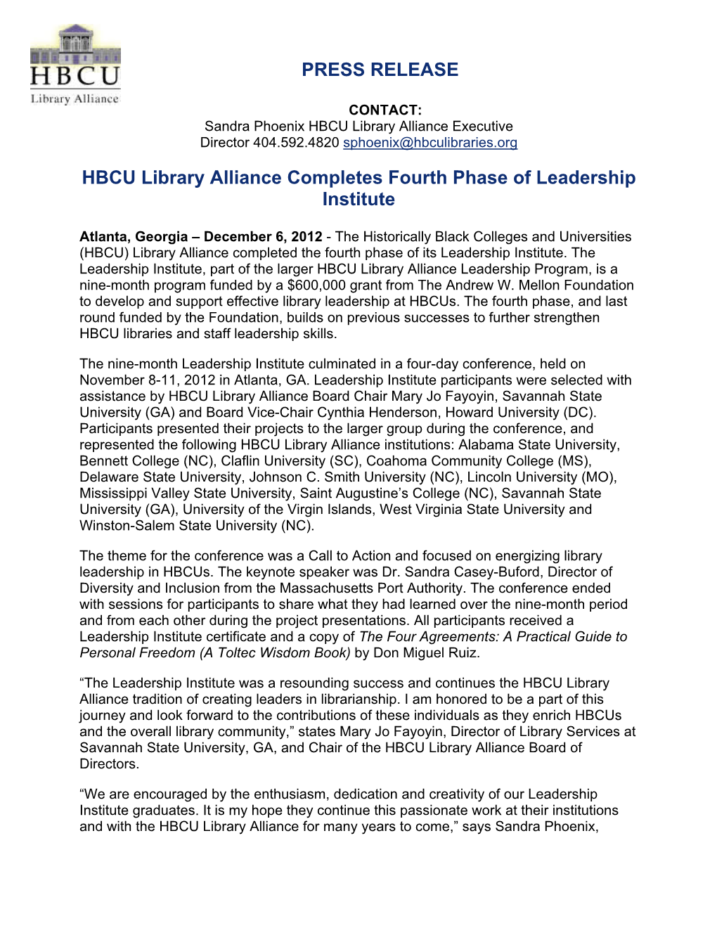 HBCU Library Alliance Completes Fourth Phase of Leadership Institute
