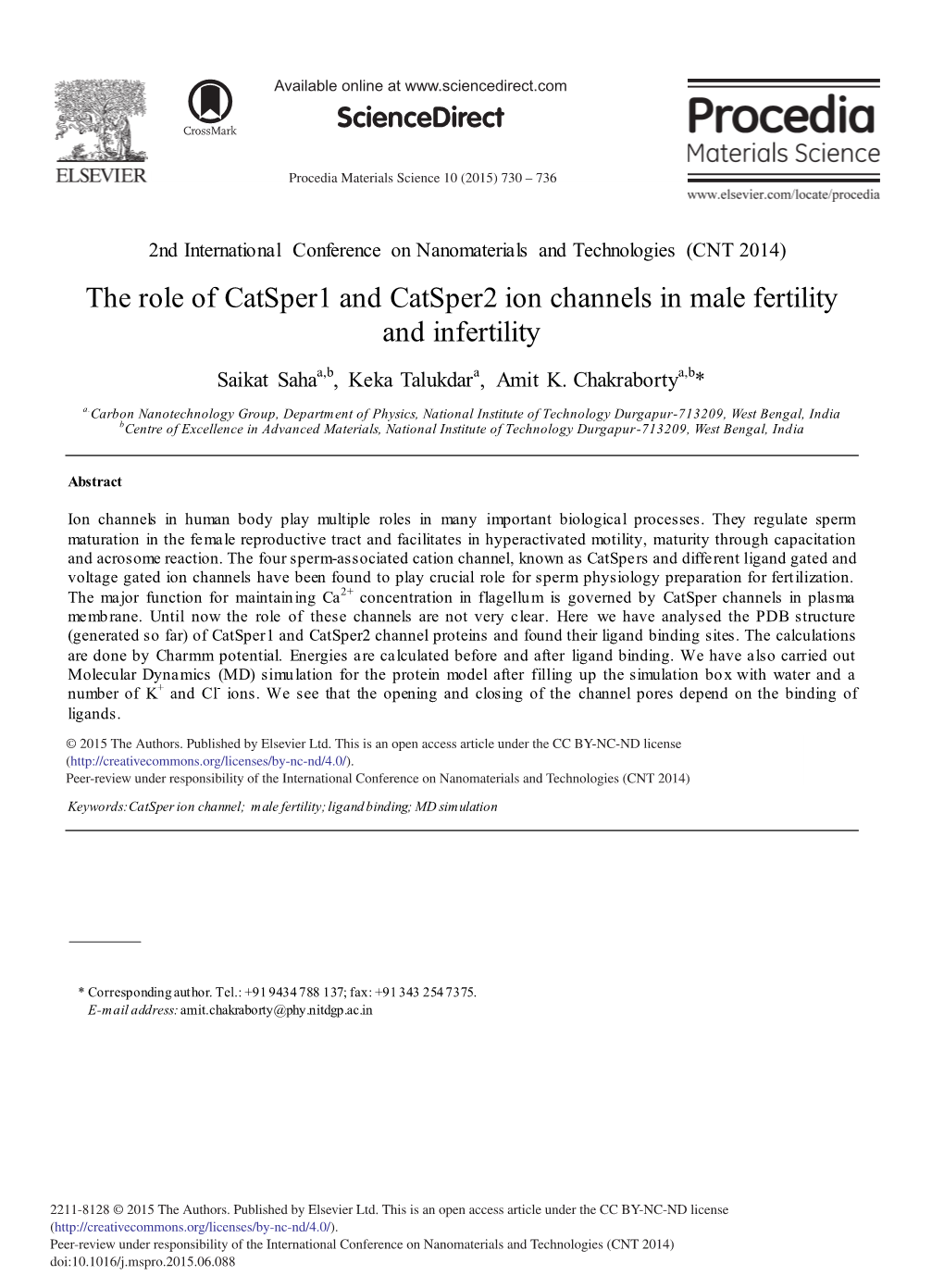 The Role of Catsper1 and Catsper2 Ion Channels in Male Fertility and Infertility