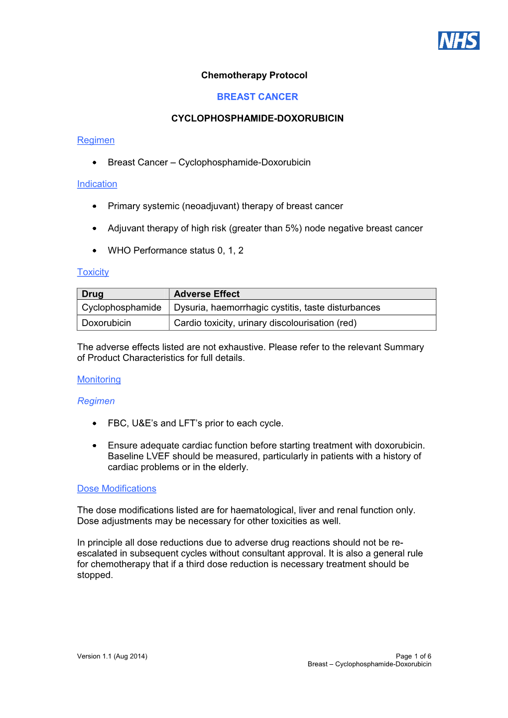 Cyclophosphamide-Doxorubicin Ver