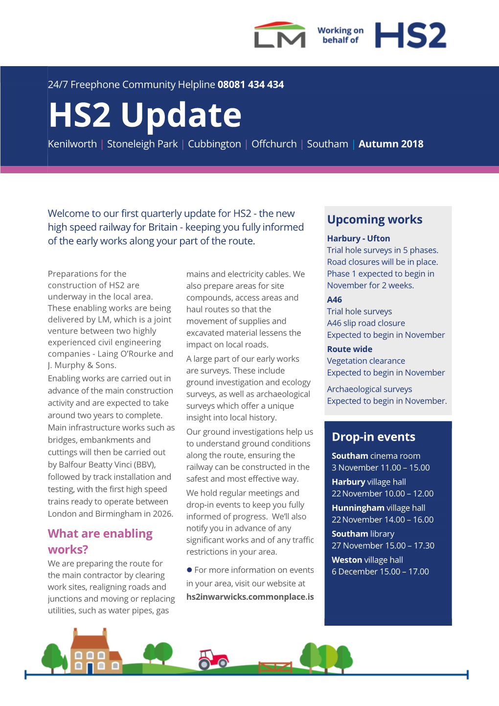 HS2 Update Kenilworth | Stoneleigh Park | Cubbington | Offchurch | Southam | Autumn 2018