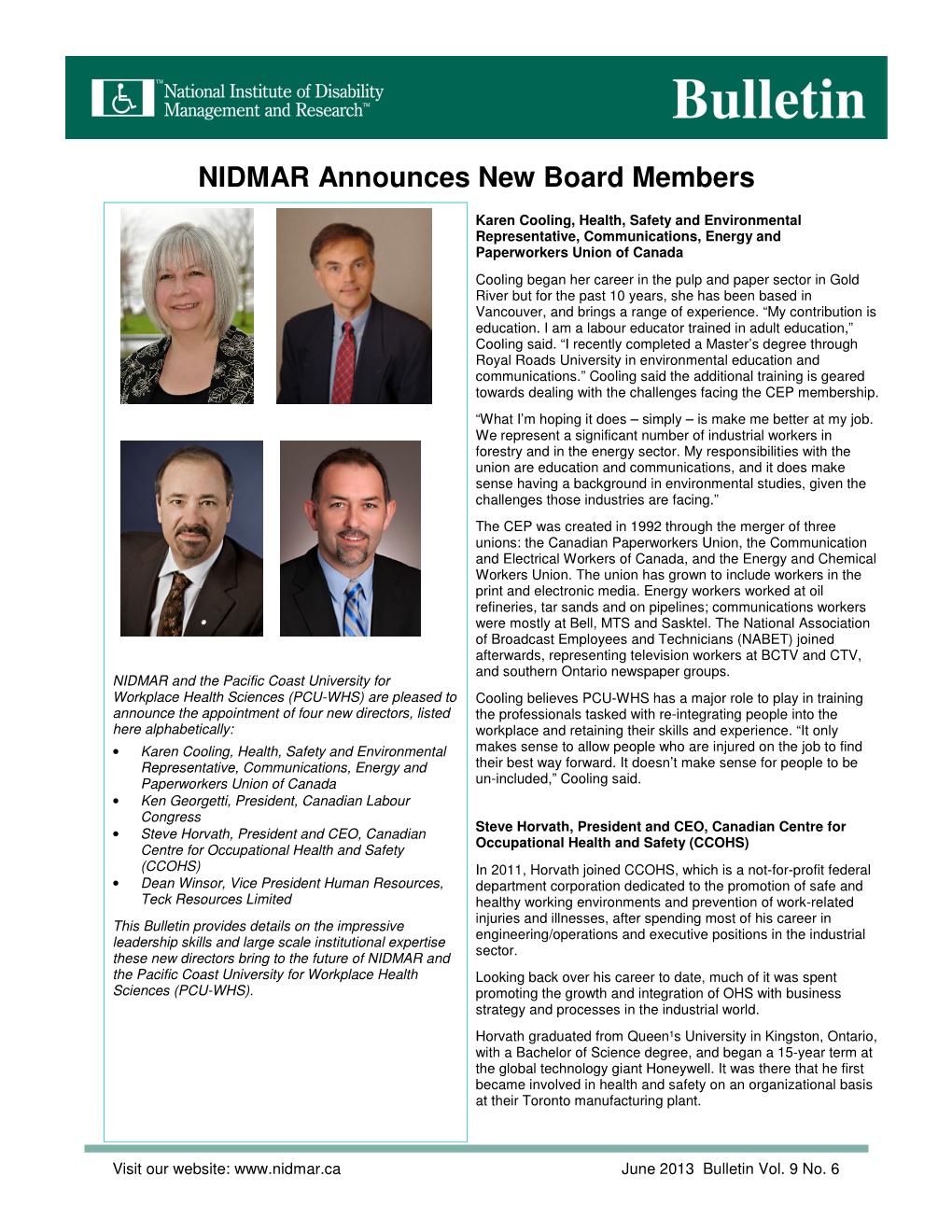 NIDMAR Announces New Board Members