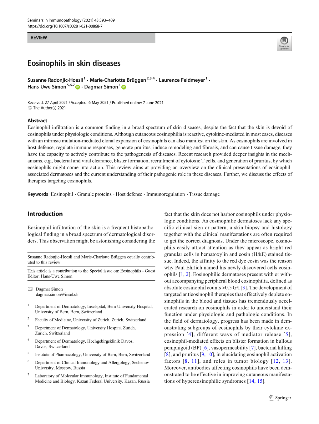 Eosinophils in Skin Diseases