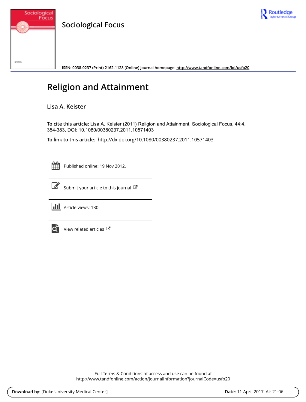 Religion and Attainment